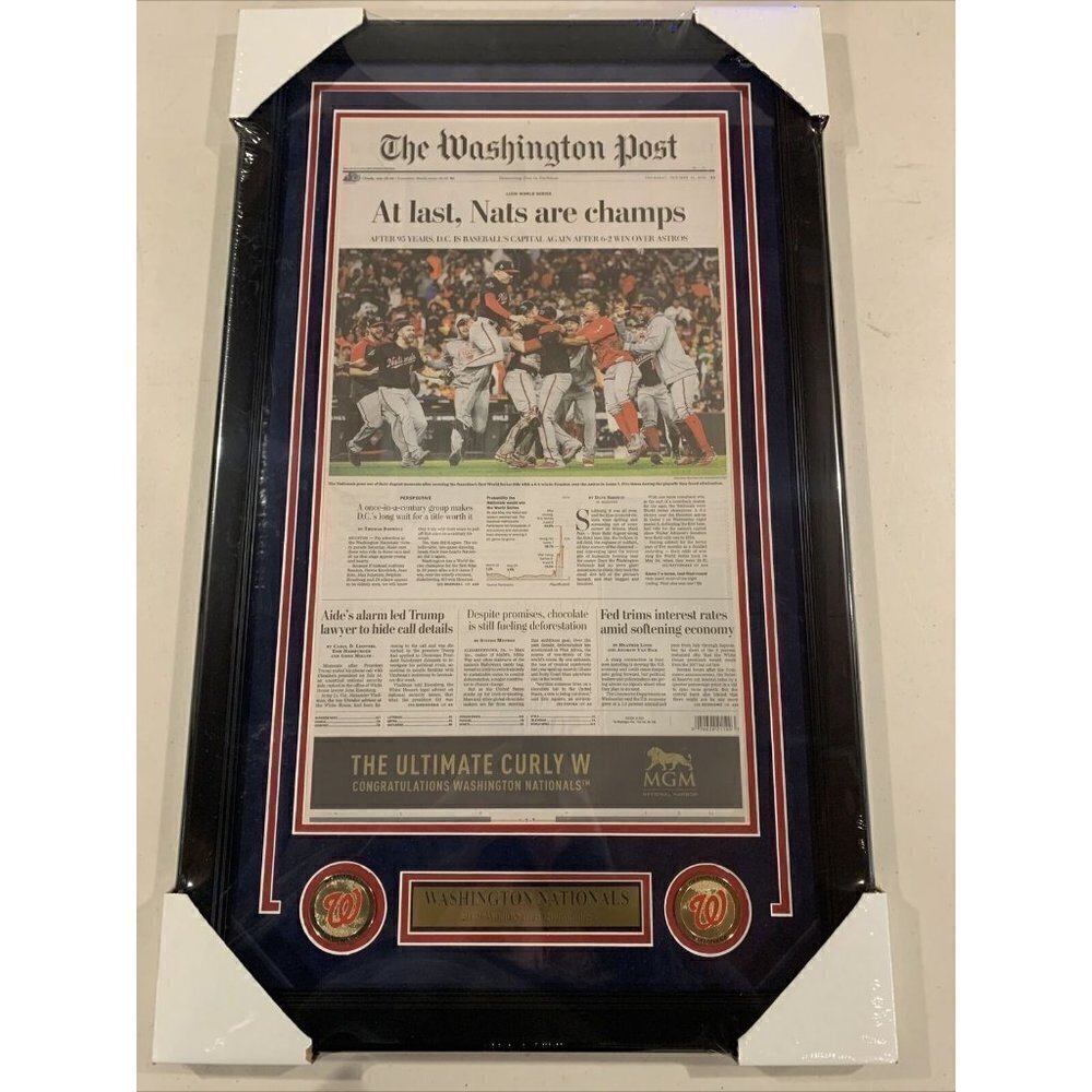 Washington Nationals 2019 World Series Washington Post Original Newspaper Framed